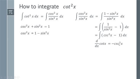 integrate cot 2 x dx