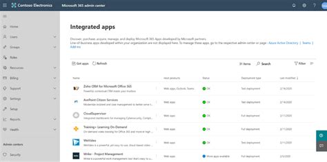 integrated apps - microsoft 365 admin center