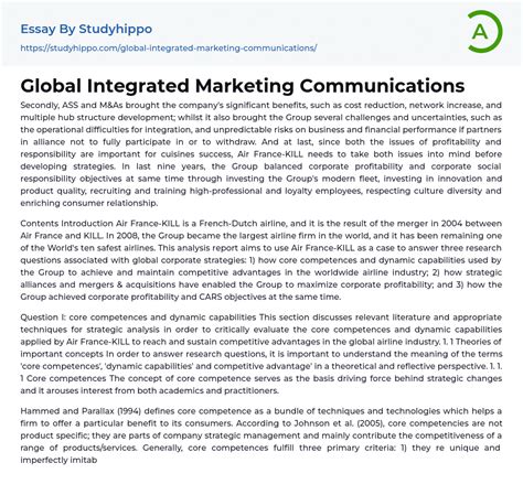 integrated marketing communications essay
