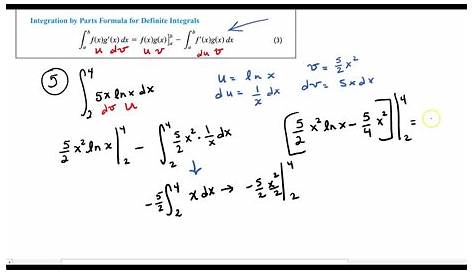 Integration By Parts Definite Integral Example YouTube