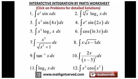 Integration by parts worksheet
