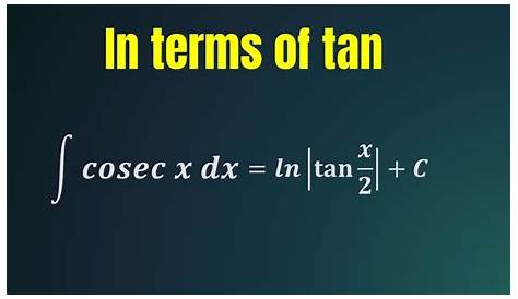 Integration Of Cosec X In Terms Of Tan IF ` 2 ^(1) (cos ) =tan ^(1) (2 "cosec"x)` Then Sin