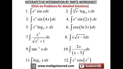 integration by parts exam questions