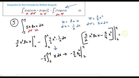 integration by parts in definite integral