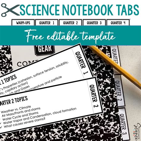 Interactive Science Notebook Setup Printables