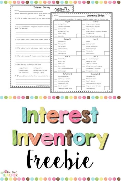Interest Inventory For Special Needs Elementary Students Printable