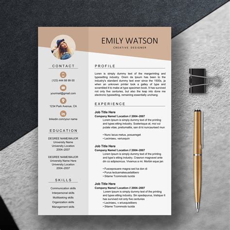 Minimal Resume / Word CV Template Creative Resume