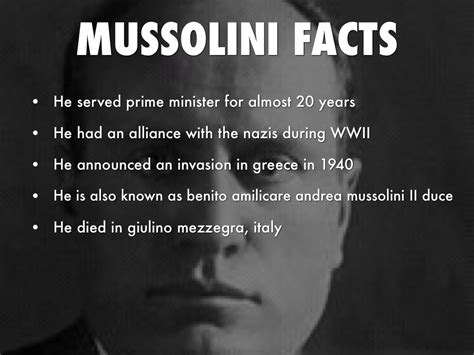 interesting facts about benito mussolini