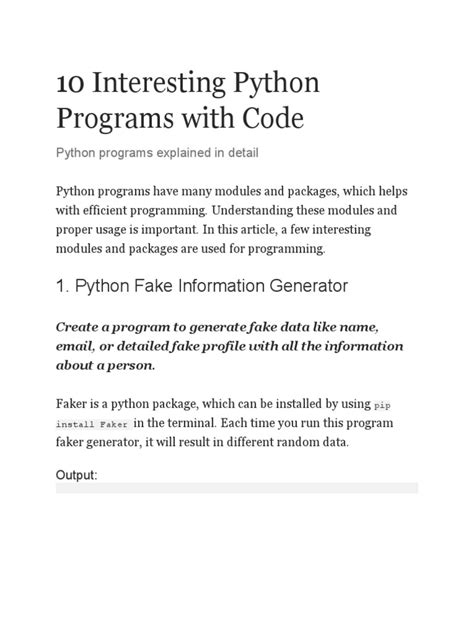 interesting python programs