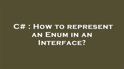 Interface C# Enum