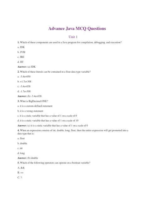 Interface In Java Mcq Questions