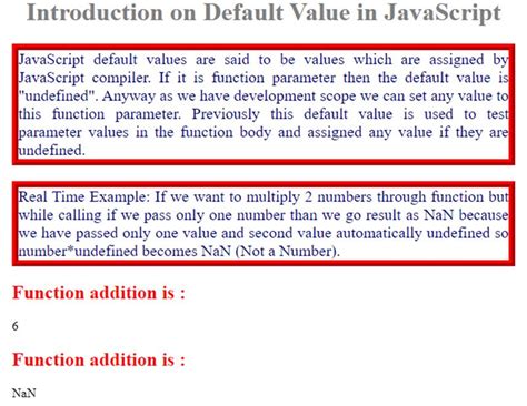 Interface Javascript Default Value