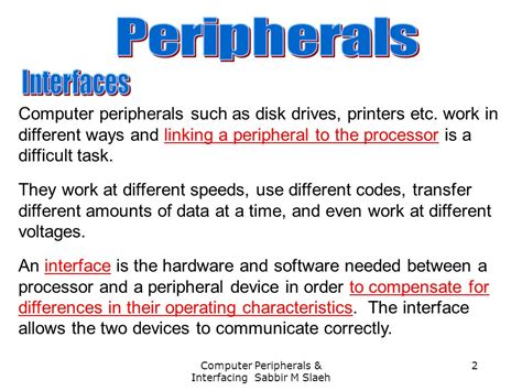 Interfaces Between The Computer And Peripherals