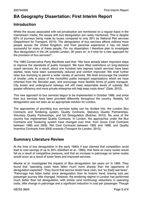 interim report dissertation example