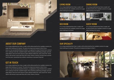 Bi Fold Interior Brochure Design Template in PSD, Word, Publisher