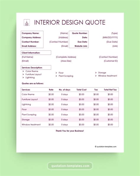 Interior Design Quotation Template: Simplify Your Process