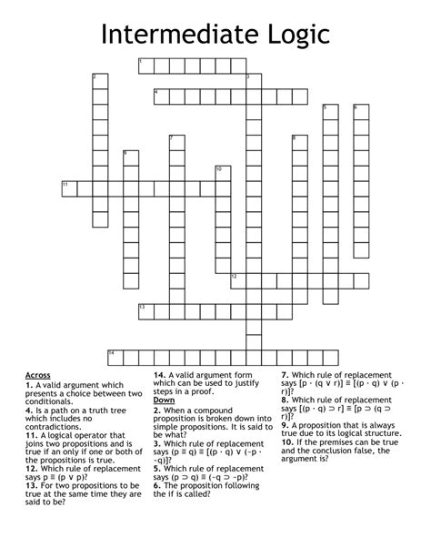 Intermediate Level Crossword Puzzles Printable