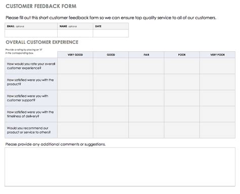 internal customer feedback form template