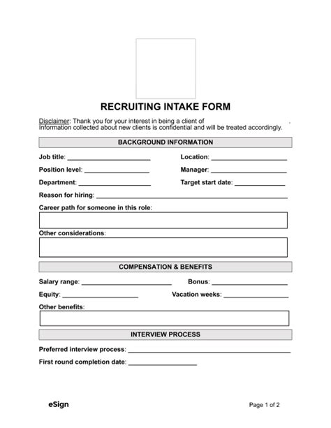 internal recruiter manager intake form template