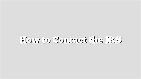 internal revenue service contact number