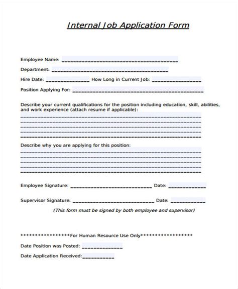 internal vacancy application form template