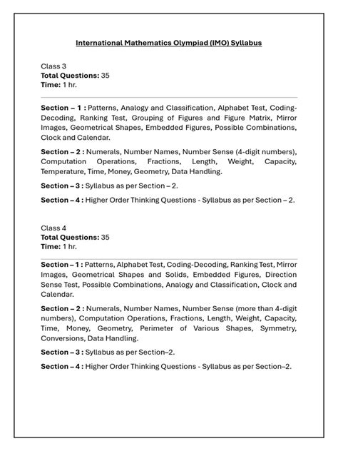 international mathematics olympiad syllabus