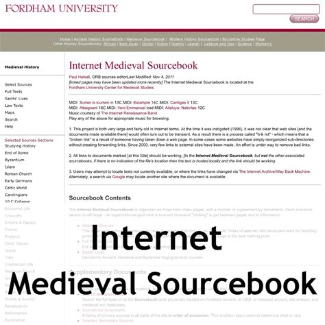 The Internet Medieval Sourcebook: A Treasure Trove Of Historical Knowledge