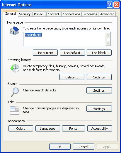 internet explorer/tools internet option