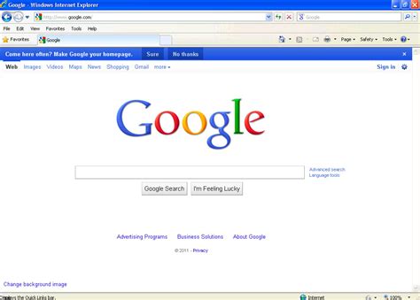internet explorer browser home page