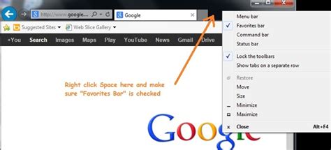 internet explorer show toolbar