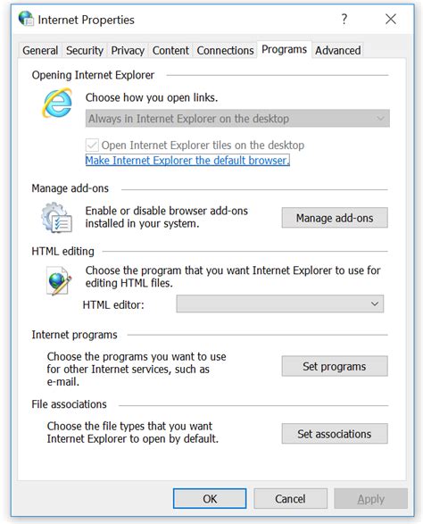 internet options windows 10 chrome