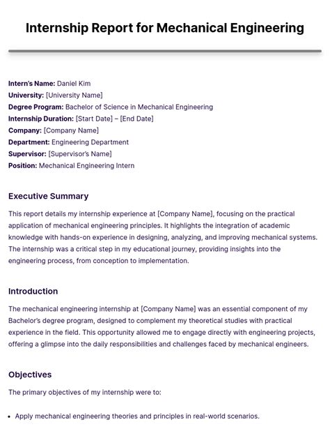 internship projects for mechanical engineering students