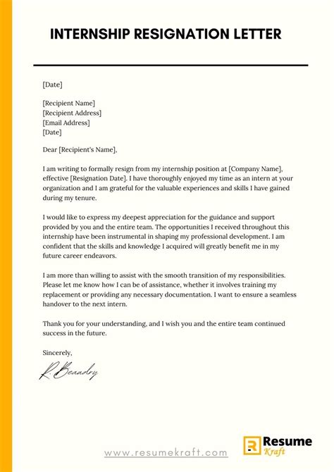 Best Internship Resignation Letter Examples & Samples
