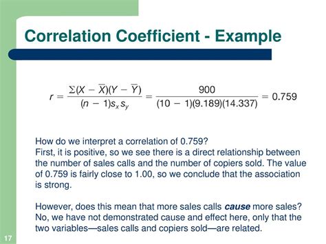 interpret correlation coefficient example