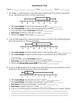 Interpreting Box And Whisker Plot Worksheet