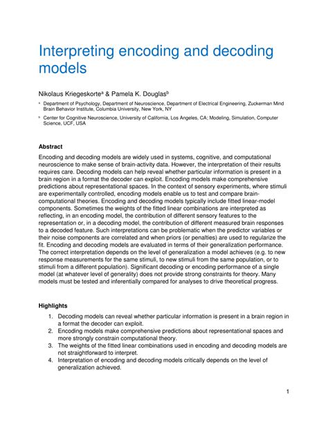 interpreting encoding and decoding models