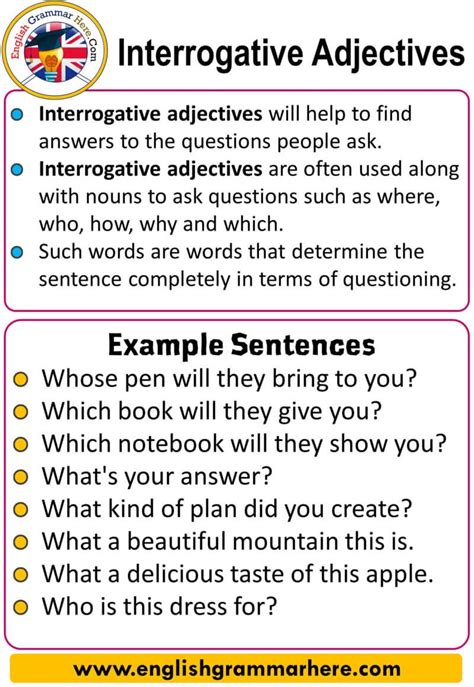 interrogative adjective examples in sentences with answers