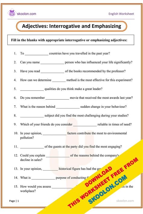 interrogative adjectives exercises with answers pdf