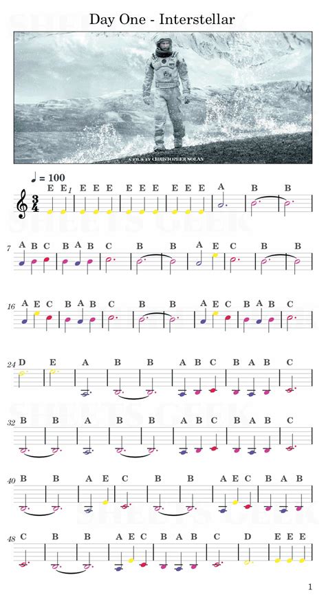 interstellar letter sheet music