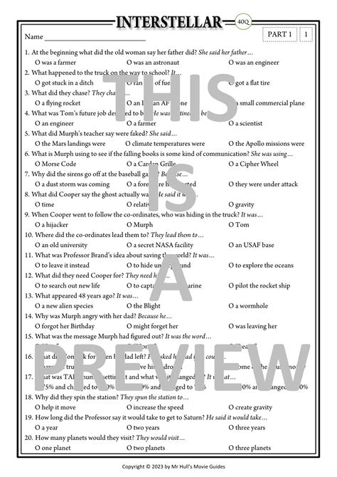 Interstellar Questions