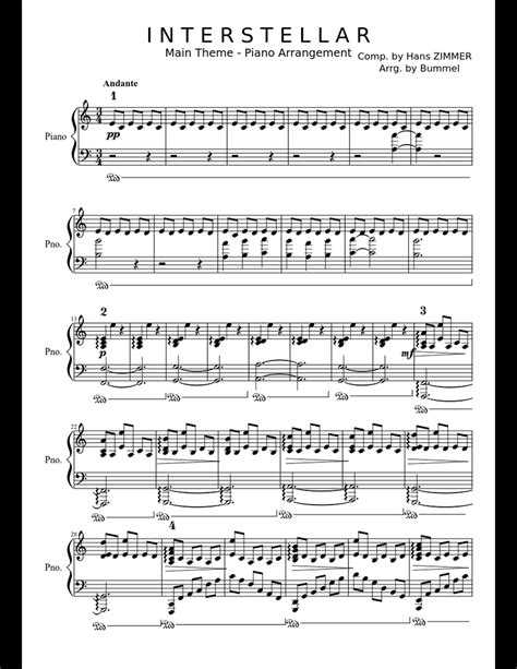 interstellar soundtrack piano sheet music