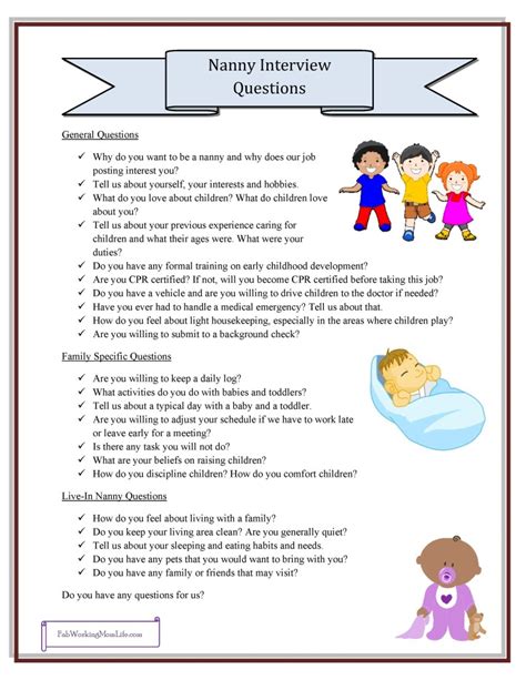 Nanny Interview Questions, Grab Your Printable Checklist Nanny