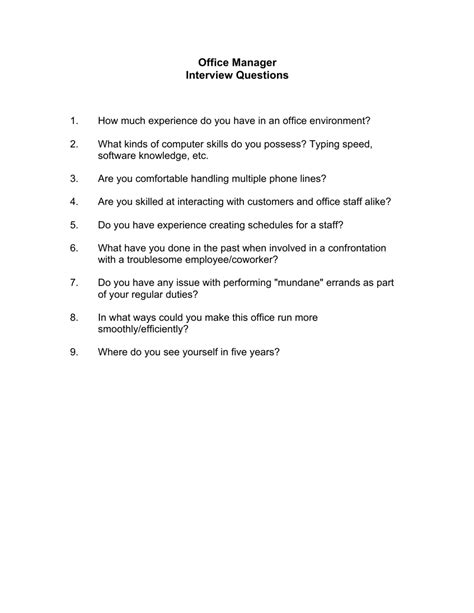 Interview Questions For Office Manager