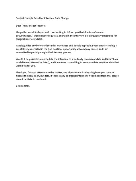 interview date change request email