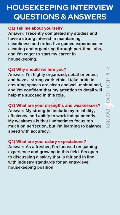 interview questions and answers for housekeeping position