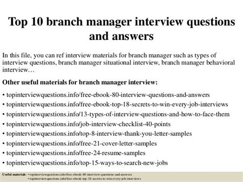 interview questions for branch manager and answers