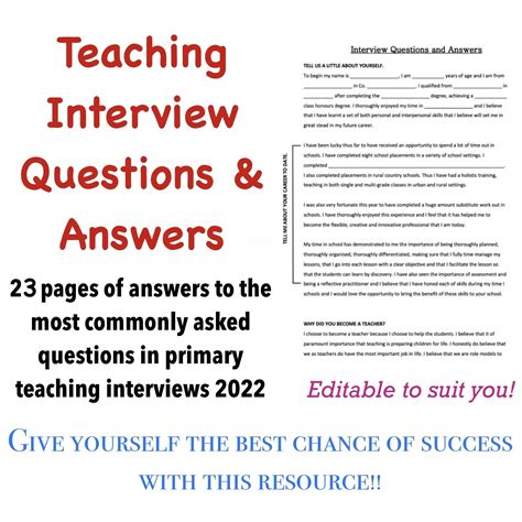 interview questions for primary teachers with answers