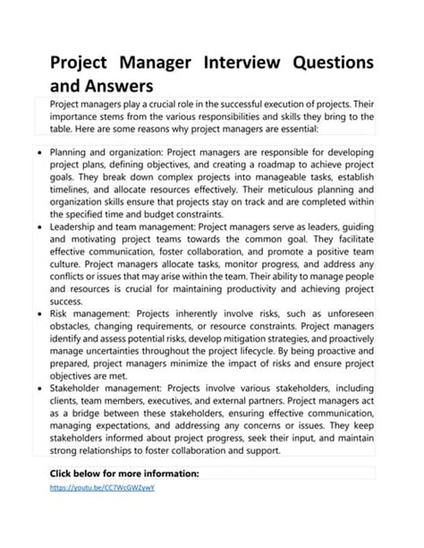 interview questions for project managers in healthcare