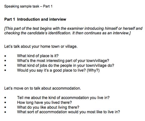 interview questions for speaking test