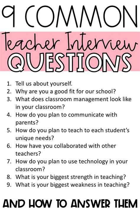 interview questions for teachers